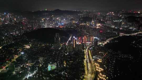 深圳市罗湖区夜景航拍