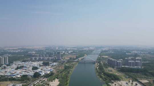 航拍河南漯河风景景区城市风光城市建设