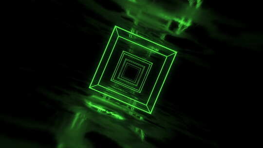 绿色霓虹灯立方体隧道视频素材模板下载