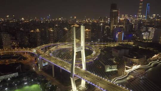 上海南浦大桥上海桥梁交通夜景地标航拍