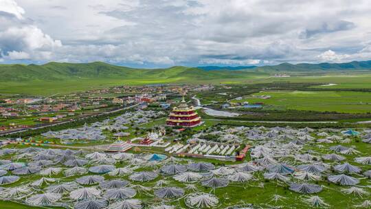 瓦切塔林航拍延时 藏族圣地视频素材模板下载
