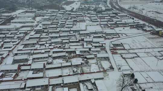 4K航拍北方雪景农村