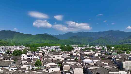 航拍中国传统水墨风安徽黟县宏村景区