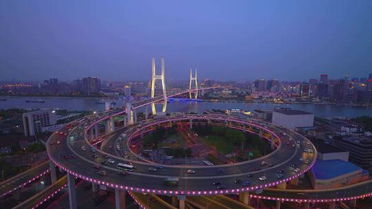 航拍南浦大桥夜景视频素材模板下载