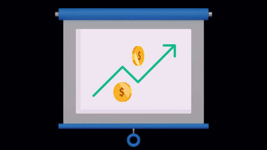 增长|带业务图表的投影仪屏幕