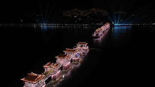 潮州夜景航拍广济桥
