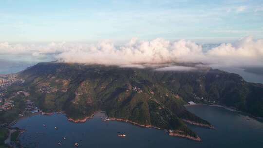 福建霞浦花竹村日出海岛风景航拍