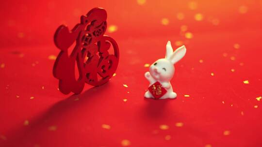 兔年春节吉祥兔子视频素材模板下载