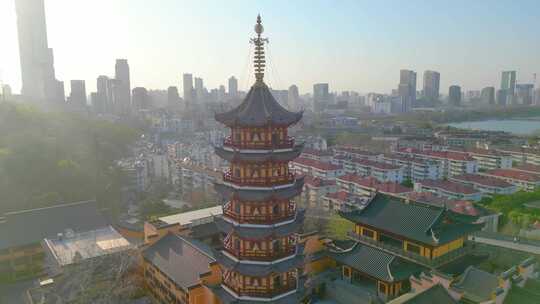 南京市玄武区古鸡鸣寺樱花风景视频素材航拍