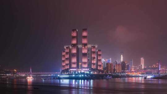 渝中半岛夜景 朝天门 来福士 两江交汇夜景