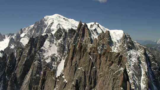 勃朗峰，山顶，白雪覆盖，山