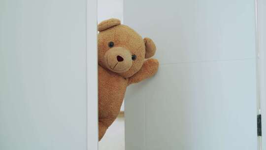 空荡的房间一只玩具小熊孤独
