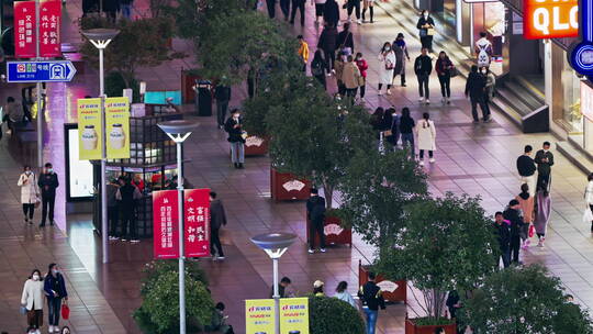 南京路俯拍逛街视频素材模板下载