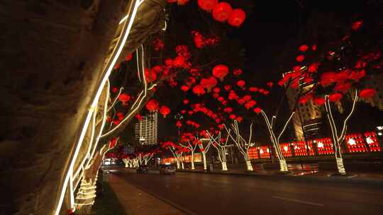 新春城市街道灯笼