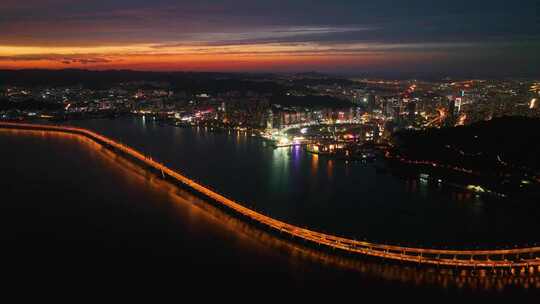 大连星海湾大桥夜景航拍 大连城市夜景航拍