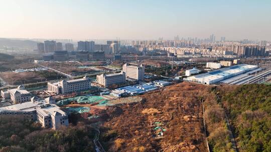 南京江宁城市风景高铁动车航拍