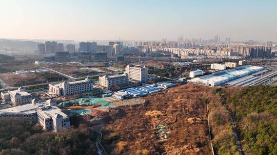 南京江宁城市风景高铁动车航拍视频素材模板下载