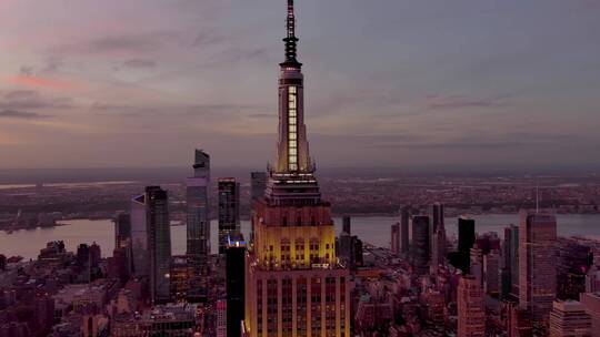 城市航拍纽约帝国大厦摩天大楼城市建筑视频素材模板下载