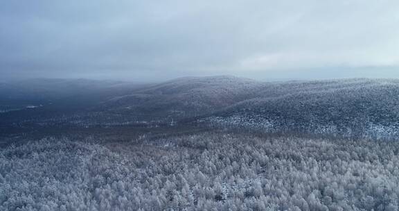 航拍大兴安岭林海雪原风光