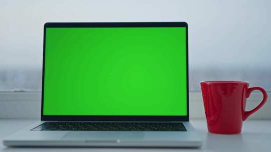 笔记本绿幕电脑和商务办公视频素材模板下载