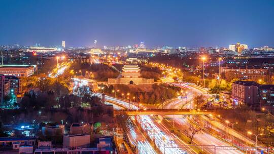 北京中轴线永定门日转夜亮灯