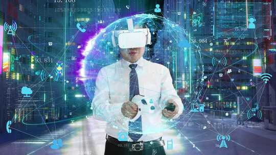 VR虚拟现实游戏体验视频素材模板下载