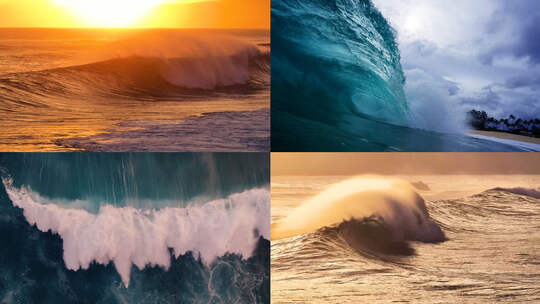 绝美海浪冲击大海巨浪海浪慢镜头