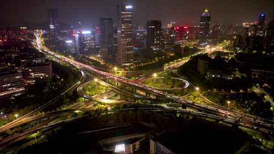 立交桥高架桥交通枢纽夜景车流