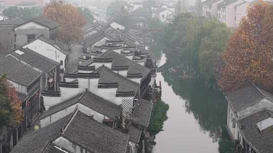 烟雨江南南浔古镇航拍