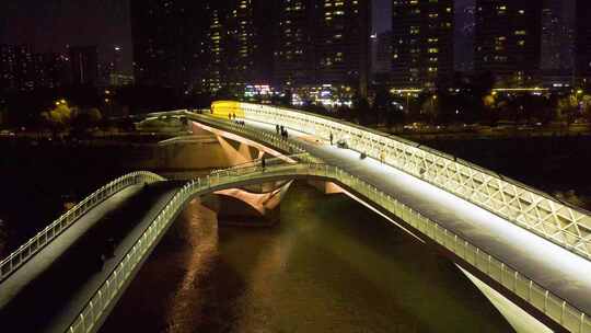 五岔子大桥夜景航拍 4K