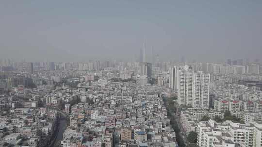 城市建筑群鸟瞰全景 广州与城中村