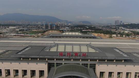 航拍福建福州高铁南站视频素材模板下载