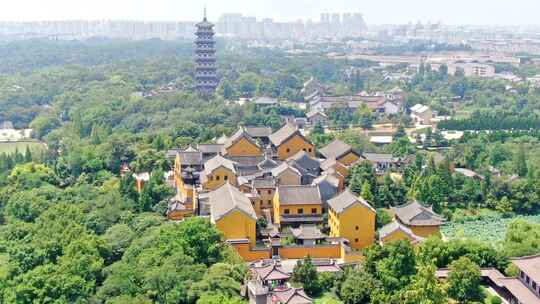 航拍扬州观音山大明寺栖灵塔景区