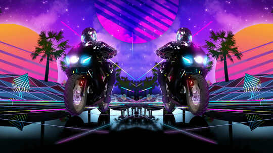 骑摩托 摩托车 赛博朋克 朋克 cyberpunk视频素材模板下载