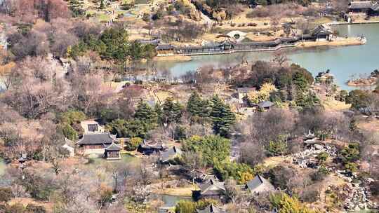 航拍瘦西湖风景区大明寺观音山园林寺庙