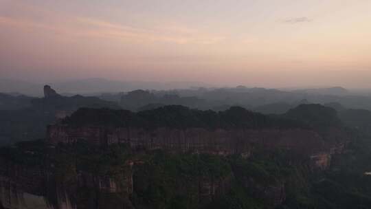 广东韶关丹霞山5A景区晚霞日落夕阳航拍