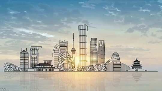 城市地标建筑天际线剪影