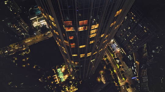 4k航拍深圳盐田区凯悦酒店建筑夜景风光