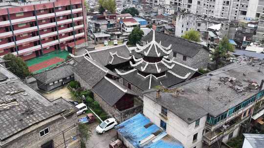 贵州省毕节市威宁县玉皇阁航拍古迹文物