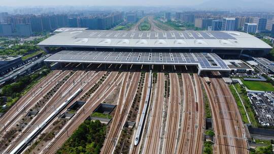 杭州东站高铁站航拍大景视频素材模板下载