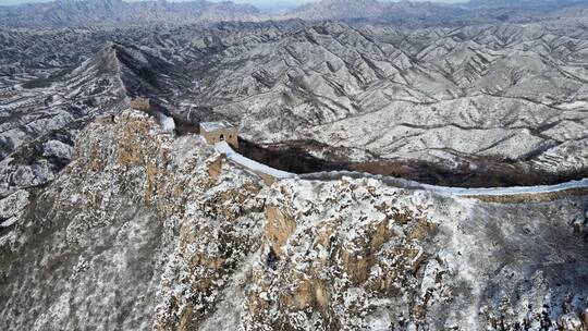 冬季长城雪景云海云海缭绕