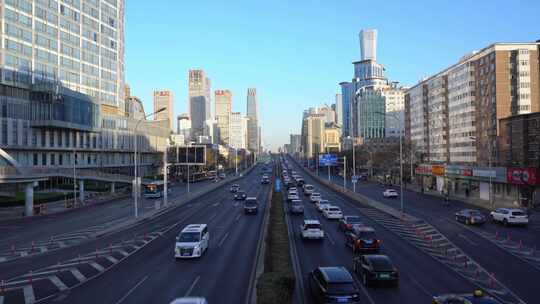 北京东三环国贸桥早高峰城市空镜视频素材模板下载