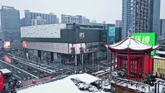 长沙国金大厦长沙黄兴步行街雪景