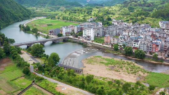 浙江开化县霞山古村落航拍