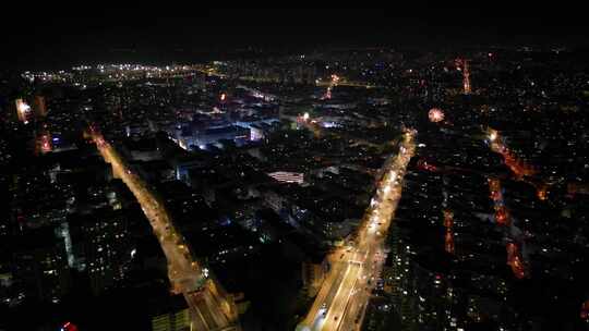 城市夜景交通俯瞰画面