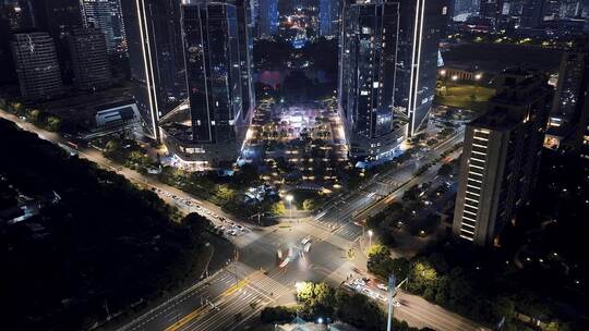 浙江台州CBD夜景航拍