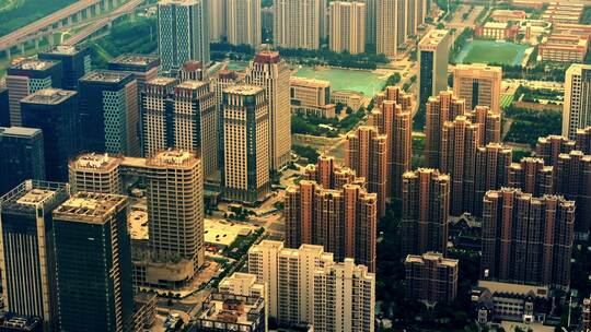 河南郑州房地产城市航拍高楼