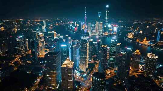 上海陆家嘴夜景航拍
