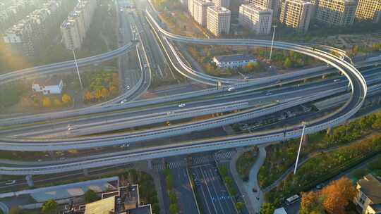 杭州西湖区紫金港立交桥高架桥风景视频素材