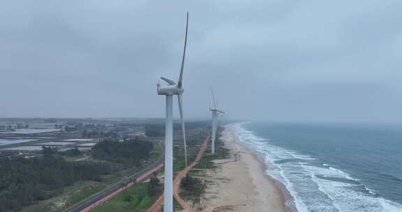 海岸风车发电